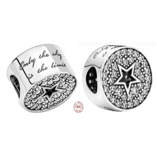Charm Srebrny 925 Gratulacje z gwiazdą, stopper, klipsowy koralik na bransoletkę