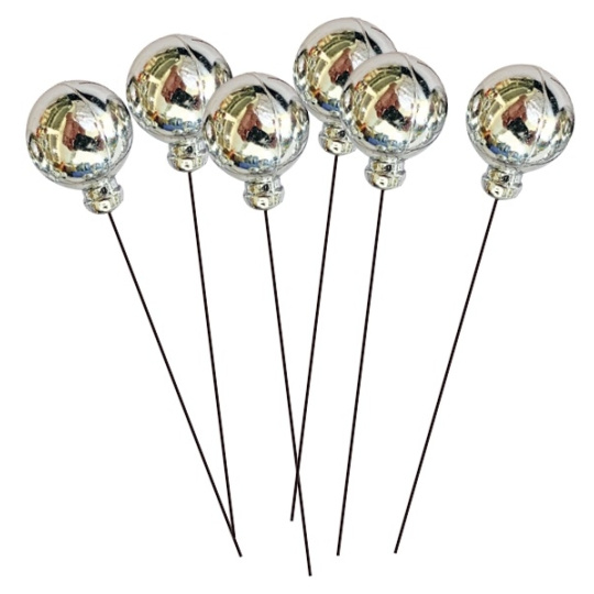 Kuličky na drátku plastové stříbrné 2 cm 8 kusů