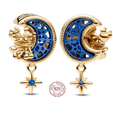 Zawieszka ze srebra 925 Disney Księżyc z Mickey & Minnie, koralik do bransoletki film