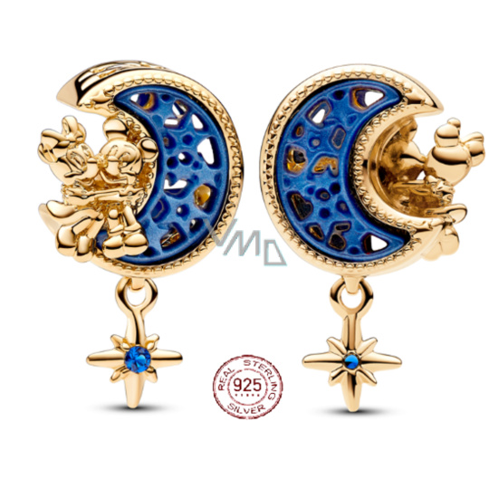 Charm Sterlingové stříbro 925 Disney Měsíc s Mickey & Minnie, korálek na náramek film