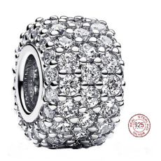 Charm Sterlingové stříbro 925 Třpitivé kouzlo s čirou zirkonií, pavé korálek na náramek symbol