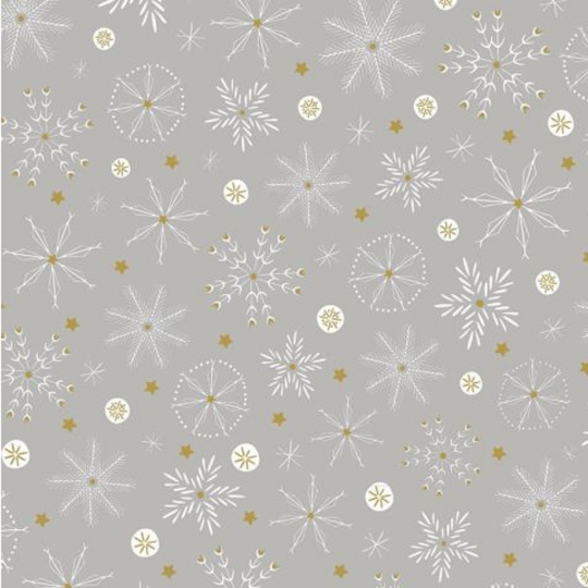 Präsenta Dárkový balící papír 70 x 200 cm Vánoční stříbrný vločky a hvězdy