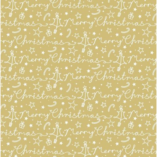Präsenta Dárkový balící papír 70 x 200 cm Vánoční zlatý - Bílý nápis Merry Christmas, bílé stromečky Präsenta Dárkový balící papír 70 x 200 cm Vánoční zlatý - Bílý nápis Merry Christmas, bílé stromečky