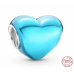 Charm Sterlingové stříbro 925 Metalické modrozelené srdce, korálek na náramek, láska