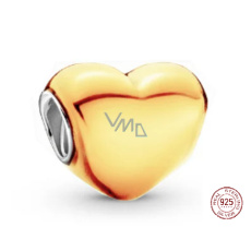 Charm Sterlingové stříbro 925 Metalické žluté srdce, korálek na náramek, láska Charm Sterlingové stříbro 925 Metalické žluté srdce, korálek na náramek, láska