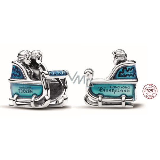 Charm Sterlingové stříbro 925 Disney Ledové království Elsa a Anna v sáních, korálek na náramek film