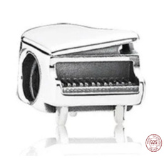 Zawieszka ze srebra 925 Fortepian, koralik do bransoletki, pasje