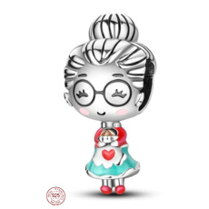 Charm Srebrny 925 Babcia, koralik na bransoletkę rodzina