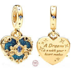 Charm Sterlingové stříbro 925 Disney Popelka s kočárkem a srdcem, přívěsek na náramek film