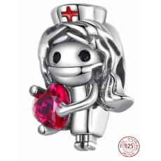 Charm Sterlingové stříbro 925 Zdravotní sestřička, korálek na náramek zaměstnání