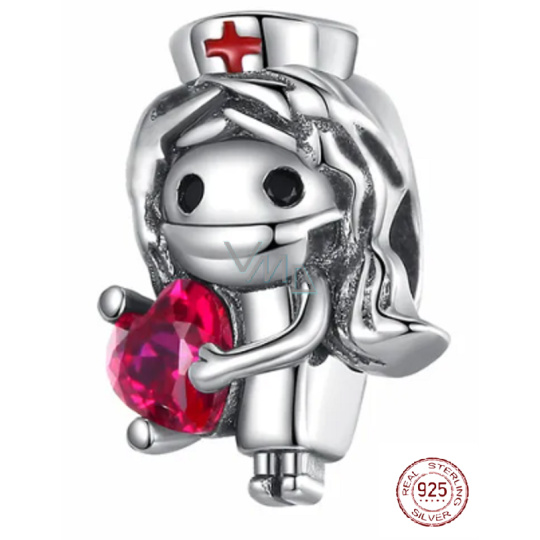 Charm Sterlingové stříbro 925 Zdravotní sestřička, korálek na náramek zaměstnání