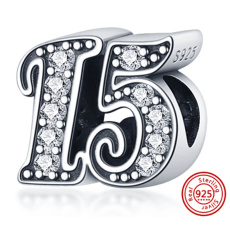 Charm Srebrna 925 15 rocznica, koralik na bransoletkę