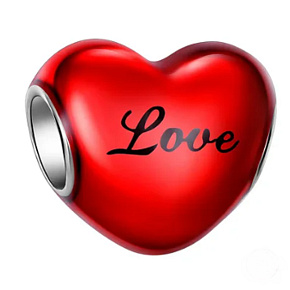 Charm Červené srdce s nápisem Love, korálek na náramek láska