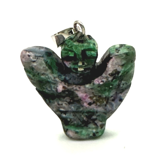 Anyolot / Ruby v zoisitu Anděl, andělská křídla přívěsek přírodní kámen ručně broušený 25 x 21 x 5 mm, odbourává stres