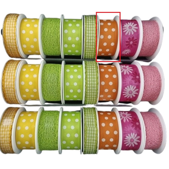 Nekupto Stuha látková Oranžová bílé puntíky 2,5 m x 25 mm