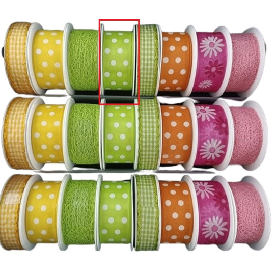 Nekupto Stuha látková Zelená bílé puntíky 2,5 m x 25 mm