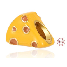Zawieszka Srebrna 925 Emmental - ser, koralik do bransoletki, jedzenie i picie