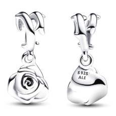 Charm Sterlingové stříbro 925 Růže v květu, přívěsek na náramek květina