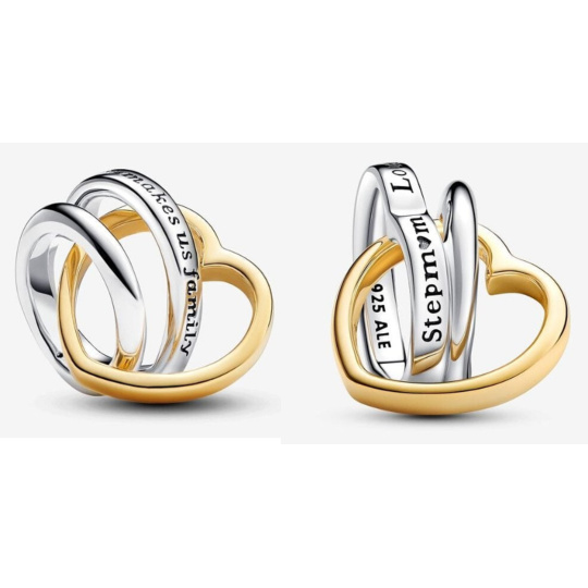 Charm Sterlingové stříbro 925 Srdce a kruh - Láska z nás dělá rodinu, korálek na náramek rodina