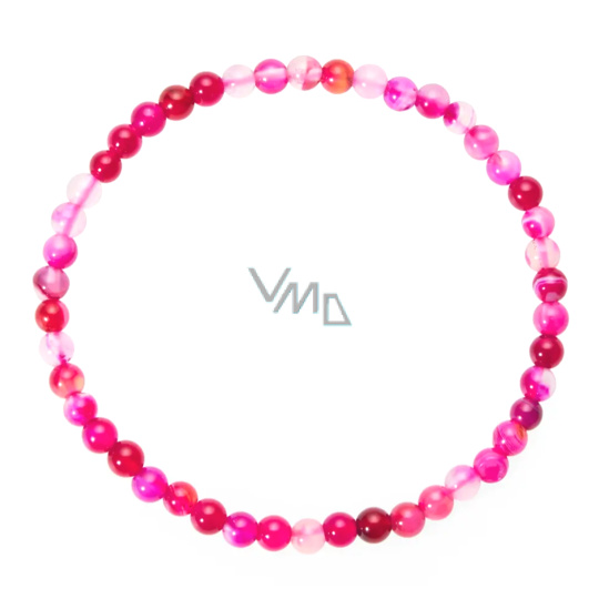 Achát růžový páskovaný náramek elastický přírodní kámen, kulička 4 mm / 19 cm