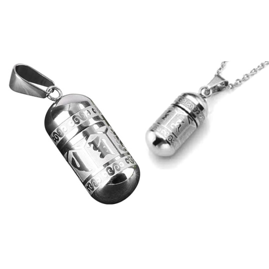 Pamětní, pietní urnový přívěsek, Om Man iMantra Buddhistický voděodolný, nerezová ocel 28 x 13 mm + řetízek Pamětní, pietní urnový přívěsek, Om Man iMantra Buddhistický voděodolný, nerezová ocel 28 x 13 mm + řetízek
