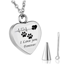 Pamiętkowy, pietny wisiorki urnowy, Serce z łapkami wodoodporny, stal nierdzewna 20 x 26 mm Pamiętkowy, pietny wisiorki urnowy, Serce z łapkami wodoodporny, stal nierdzewna 20 x 26 mm