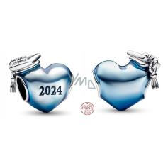 Charm Sterlingové stříbro 925 Gradace Modré promoční srdce 2024, korálek na náramek gradace