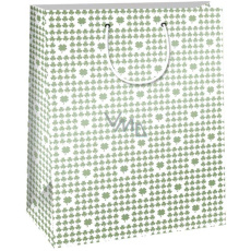 Ditipo Dárková papírová taška 32,4 x 10,2 x 45,5 cm bílá, čtyřlístky Ditipo Dárková papírová taška 32,4 x 10,2 x 45,5 cm bílá, čtyřlístky