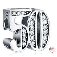 Charm Sterlingové stříbro 925 50 výročí, korálek na náramek