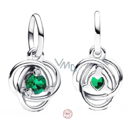 Charm Sterlingové stříbro 925 Zelený kruh věčnosti květen, přívěsek na náramek symbol Charm Sterlingové stříbro 925 Zelený kruh věčnosti květen, přívěsek na náramek symbol