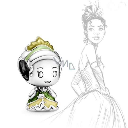 Charm Sterlingové stříbro 925 Princezna Tiana a žabák, korálek na náramek film