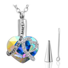 Pamiątkowy, pieta urnowy wisiorek, Serce, wodoodporny, stal nierdzewna niebieska - Zawsze w twoim sercu, 20 x 30 mm Pamiątkowy, pieta urnowy wisiorek, Serce, wodoodporny, stal nierdzewna niebieska - Zawsze w twoim sercu, 20 x 30 mm