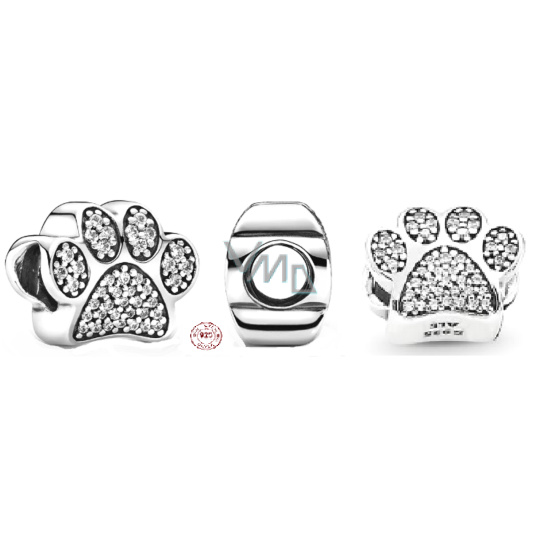 Charm Sterlingové stříbro 925 Otisk tlapky, korálek na náramek mazlíček