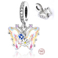 Charm Sterlingové stříbro 925 Motýl - květiny, přívěsek na náramek zvíře