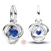 Charm Sterlingové stříbro 925 Modrý kruh věčnosti září, přívěsek na náramek symbol