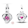 Charm Sterlingové stříbro 925 Růžový kruh věčnosti říjen, přívěsek na náramek symbol