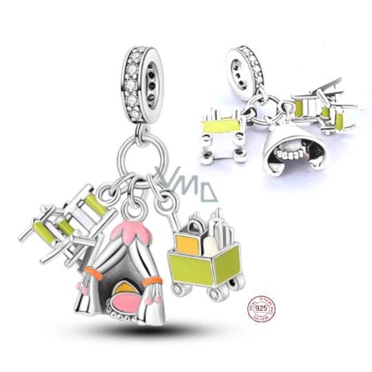Charm Sterlingové stříbro 925 Stěhování 3v1, přívěsek na náramek cestování