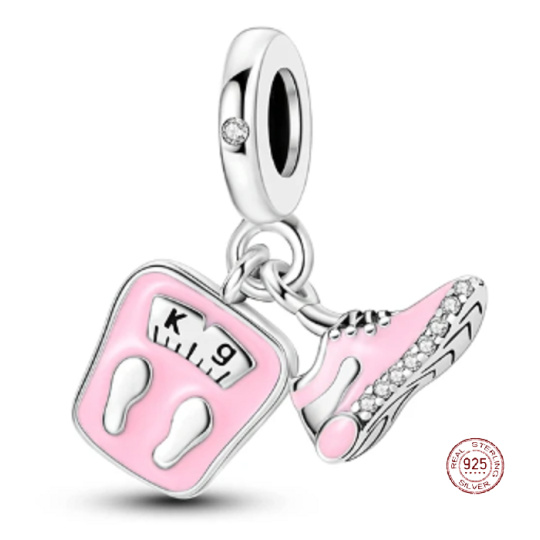 Charm Sterlingové stříbro 925 Hubnoucí program 2v1, přívěsek na náramek sport Charm Sterlingové stříbro 925 Hubnoucí program 2v1, přívěsek na náramek sport