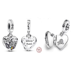 Charm Sterlingové stříbro 925 Tim Burton, Noční můra před Vánoci, Sally a Jack medailon, přívěsek na náramek film