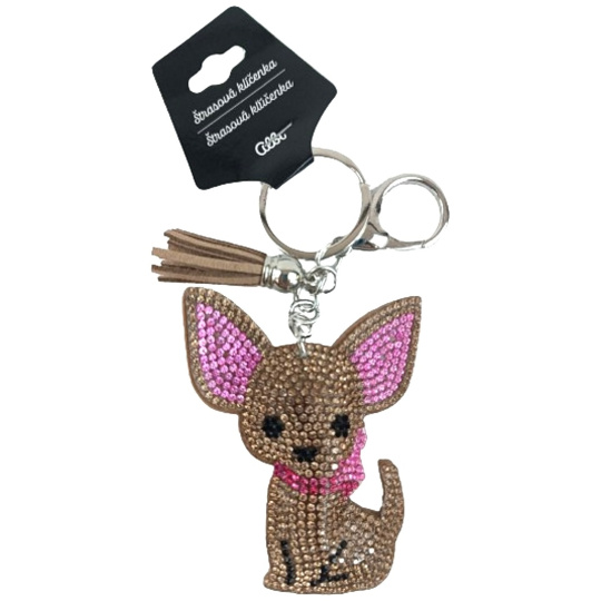 Albi Klíčenka štrasová čivava hnědá