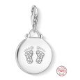 Charm Sterlingové stříbro 925 Baby - Disk dětská stopa, humří spona přívěsek na náramek narození