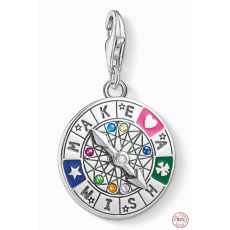 Charm Sterlingové stříbro 925 Kolo osudu - Věčný kruh života, humří spona přívěsek na náramek symbol