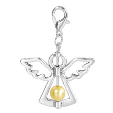 Anděl strážný přívěsek s žlutou perličkou 29 x 37 mm