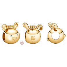 Zawieszka ze srebra próby 925 Królik, Zwierzę jest czwartym w 12-letnim cyklu chińskiego zodiaku, koralik do bransoletki Zawieszka ze srebra próby 925 Królik, Zwierzę jest czwartym w 12-letnim cyklu chińskiego zodiaku, koralik do bransoletki