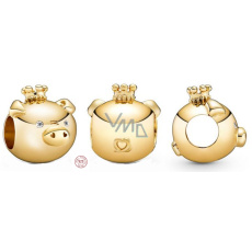 Charm Sterlingové stříbro 925 Prase je dvanácté zvíře ve 12letém cyklu čínského znamení zvěrokruhu, korálek na náramek Charm Sterlingové stříbro 925 Prase je dvanácté zvíře ve 12letém cyklu čínského znamení zvěrokruhu, korálek na náramek