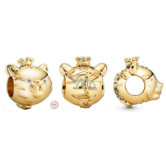 Charm Sterlingové stříbro 925 Tygr je třetí zvíře ve 12letém cyklu čínských znamení zvěrokruhu, korálek na náramek Charm Sterlingové stříbro 925 Tygr je třetí zvíře ve 12letém cyklu čínských znamení zvěrokruhu, korálek na náramek