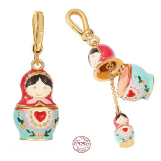 Charm Sterlingové stříbro 925 Matrjoška 2v1, přívěsek na náramek symbol Charm Sterlingové stříbro 925 Matrjoška 2v1, přívěsek na náramek symbol