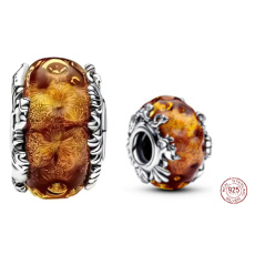 Charm Sterlingové stříbro 925 Disney lví král - oranžové muranské sklo, korálek na náramek film Charm Sterlingové stříbro 925 Disney lví král - oranžové muranské sklo, korálek na náramek film