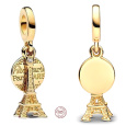 Charm Sterlingové stříbro 925 Paříž Eiffel věž 2v1, přívěsek na náramek cestování