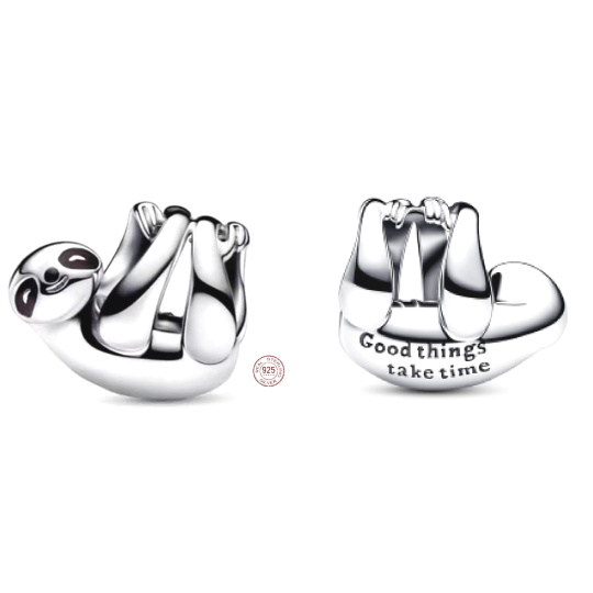 Charm Sterlingové stříbro 925 Lenochod, korálek na náramek zvíře